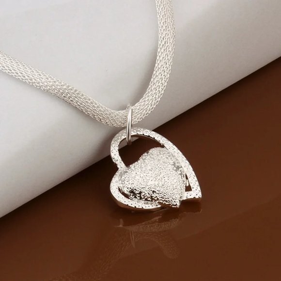 ❤️ NEW 💎 Luxury Heart 925 Sterling Silver Necklace - Picture 6 of 10